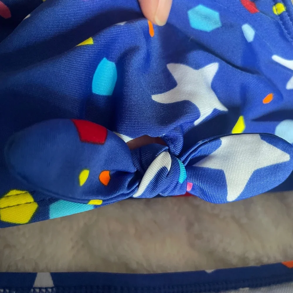 Cat & Jack 2T Swimsuit Two‎ Piece Skirted Stars Polka Dots Blue Girl's Swim Set